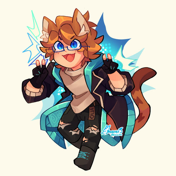 Chibi Catboy Aqult drawn by: @Siomi995